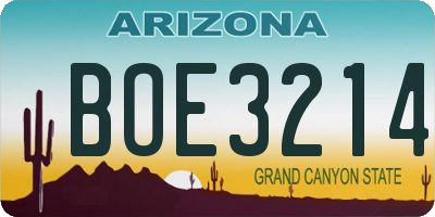 AZ license plate BOE3214