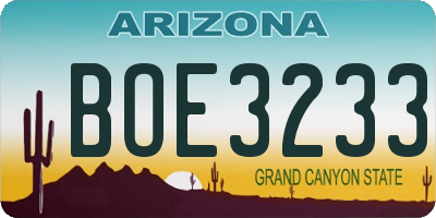 AZ license plate BOE3233