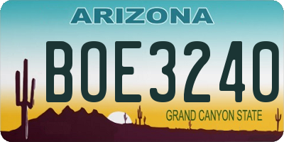 AZ license plate BOE3240