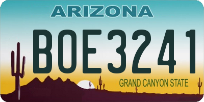 AZ license plate BOE3241