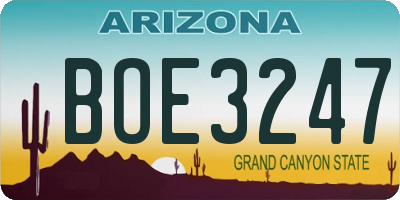AZ license plate BOE3247