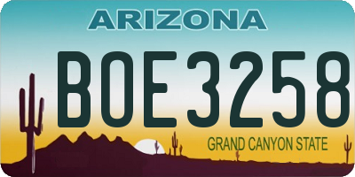 AZ license plate BOE3258