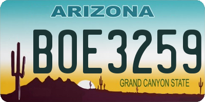 AZ license plate BOE3259