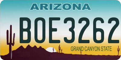 AZ license plate BOE3262