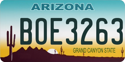 AZ license plate BOE3263