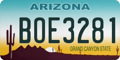 AZ license plate BOE3281