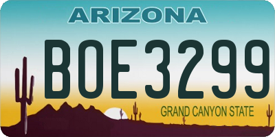 AZ license plate BOE3299