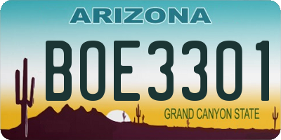 AZ license plate BOE3301