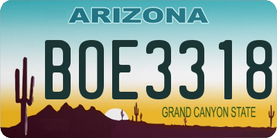 AZ license plate BOE3318