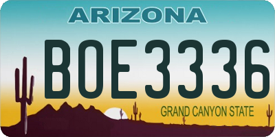 AZ license plate BOE3336