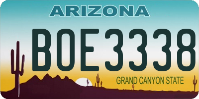 AZ license plate BOE3338