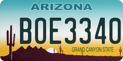 AZ license plate BOE3340