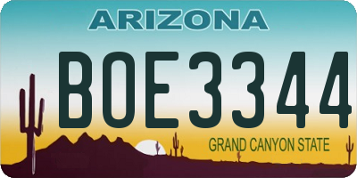 AZ license plate BOE3344