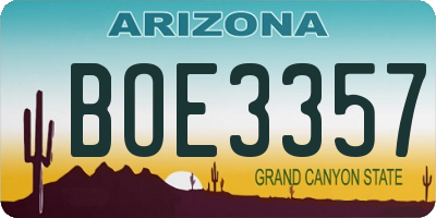 AZ license plate BOE3357