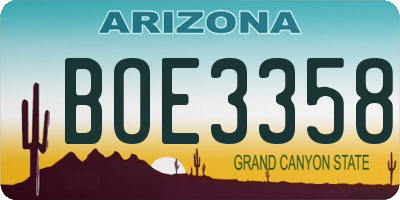 AZ license plate BOE3358