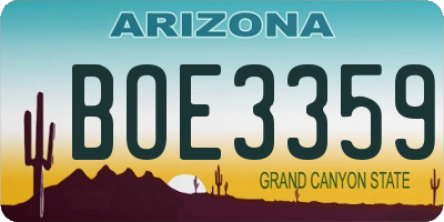 AZ license plate BOE3359