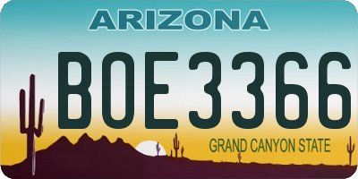 AZ license plate BOE3366