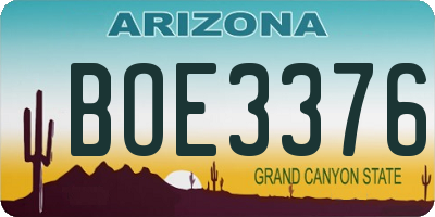 AZ license plate BOE3376