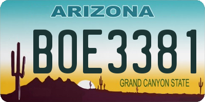 AZ license plate BOE3381