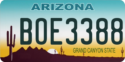 AZ license plate BOE3388