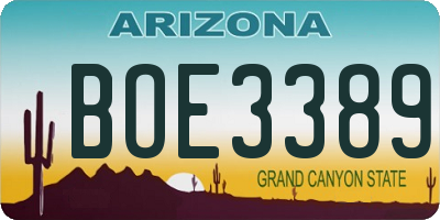 AZ license plate BOE3389
