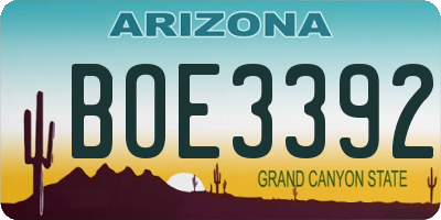 AZ license plate BOE3392