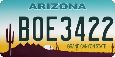 AZ license plate BOE3422