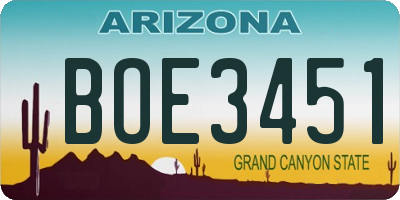 AZ license plate BOE3451