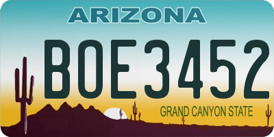 AZ license plate BOE3452