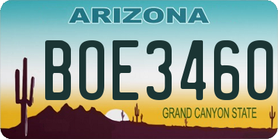 AZ license plate BOE3460