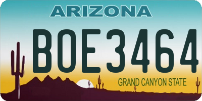 AZ license plate BOE3464