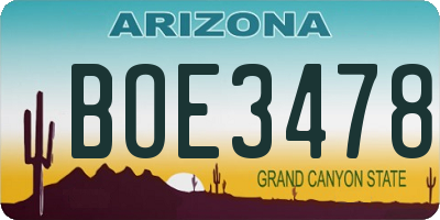 AZ license plate BOE3478