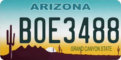 AZ license plate BOE3488