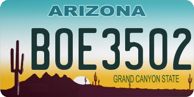 AZ license plate BOE3502