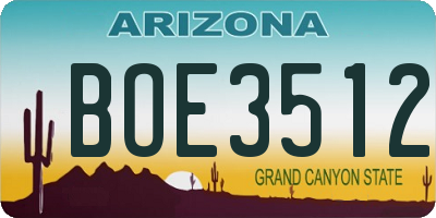 AZ license plate BOE3512