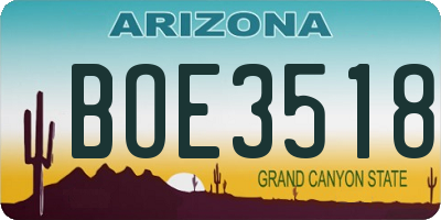 AZ license plate BOE3518