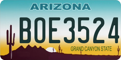 AZ license plate BOE3524