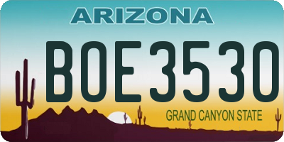 AZ license plate BOE3530