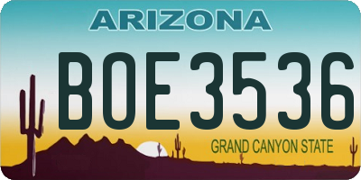 AZ license plate BOE3536