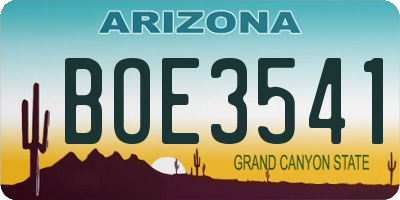 AZ license plate BOE3541