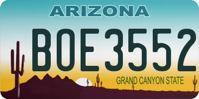 AZ license plate BOE3552