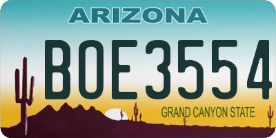AZ license plate BOE3554
