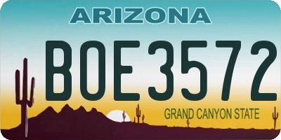 AZ license plate BOE3572