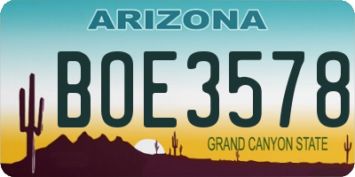 AZ license plate BOE3578