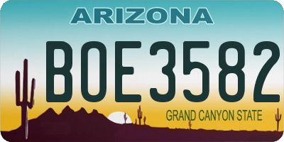 AZ license plate BOE3582