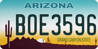 AZ license plate BOE3596