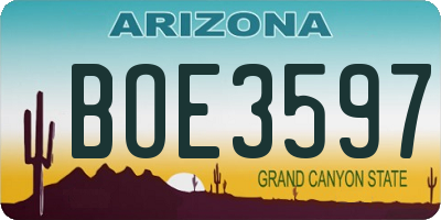 AZ license plate BOE3597