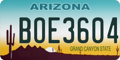AZ license plate BOE3604