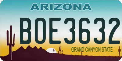 AZ license plate BOE3632