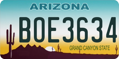 AZ license plate BOE3634